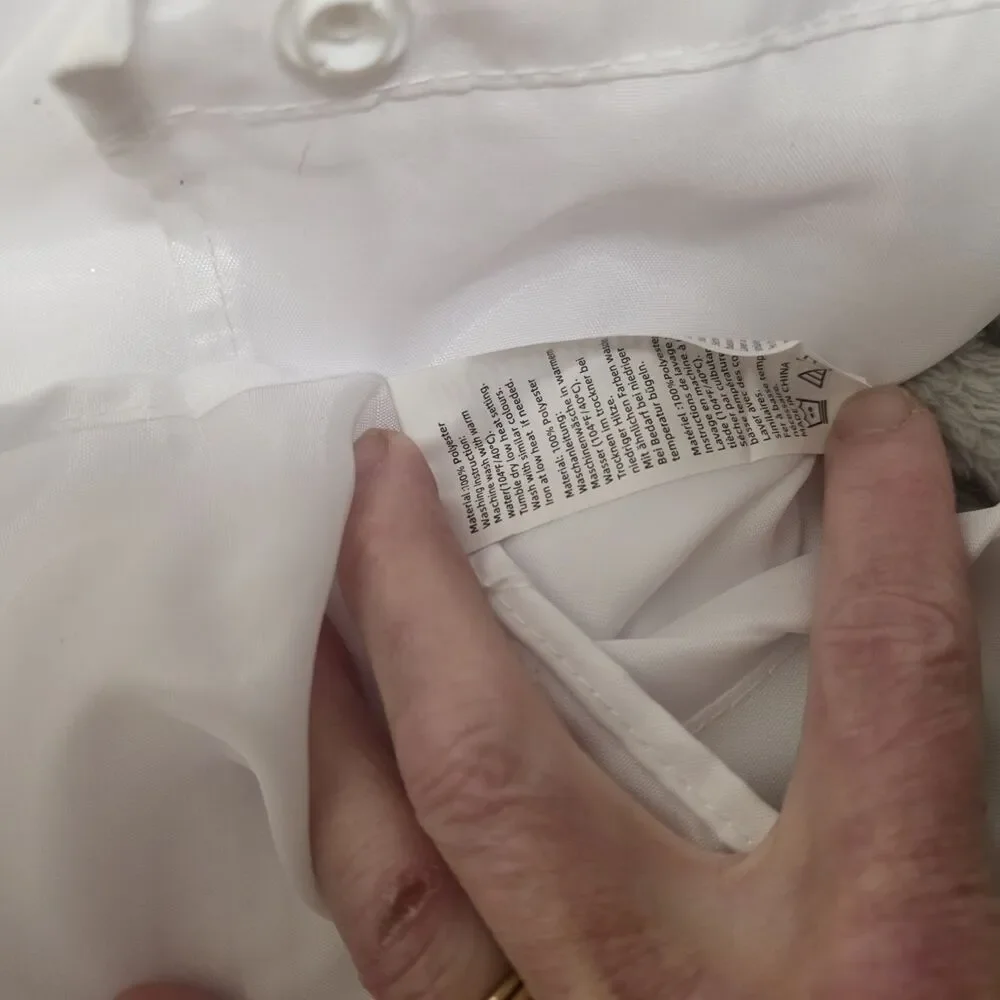 No Hook 70W x 63H Detach Button Liner Snap in Fabric Shower Curtain Replacement